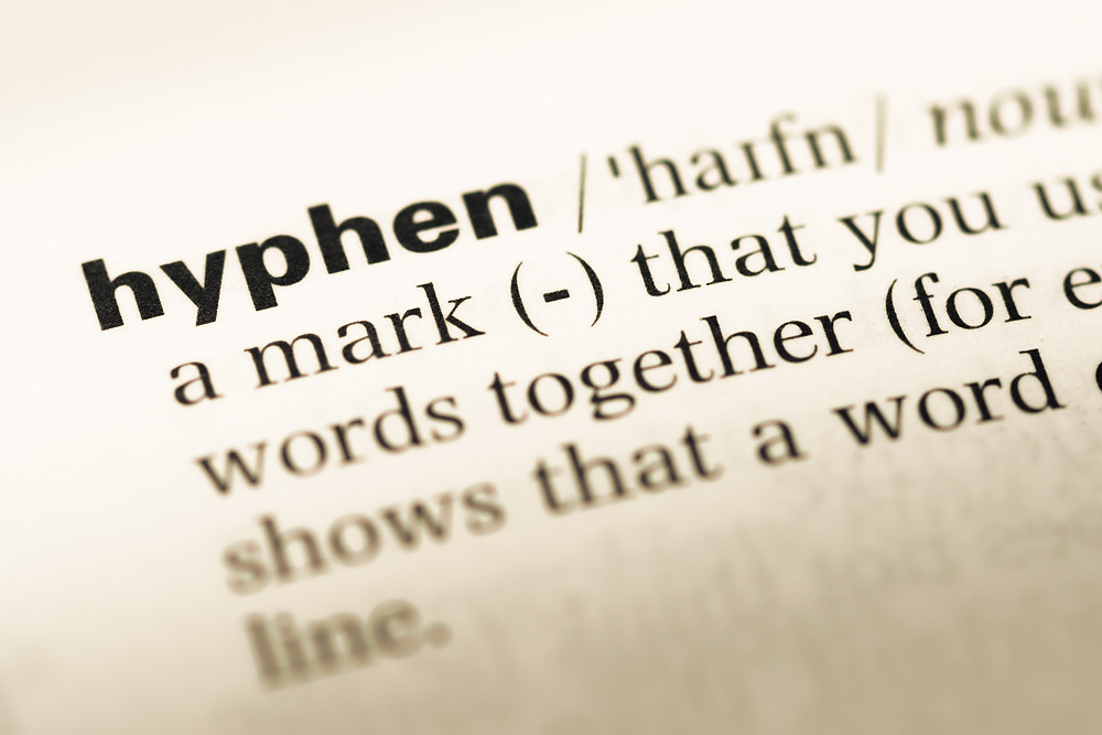 Close-up of the word "hyphen" in a dictionary entry.