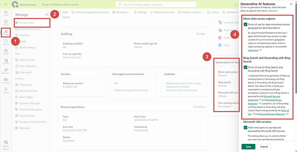 Generative AI Features im Power Platform Admin Center