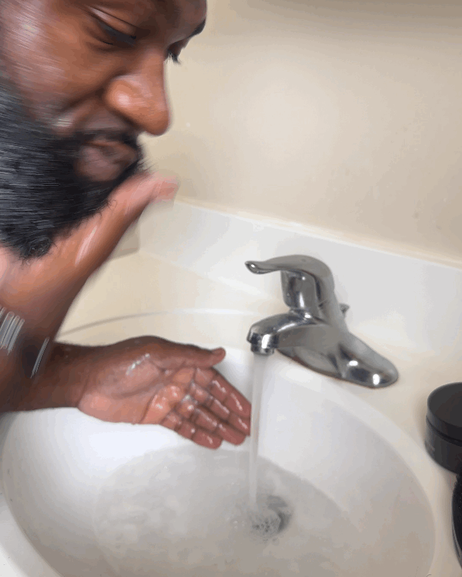 Wash beard with Chebe Beard Wash