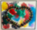 Colorful heart-shaped artwork with watercolor background and details. Fière N°01. Nicole Louviers Artiste Art thérapeute