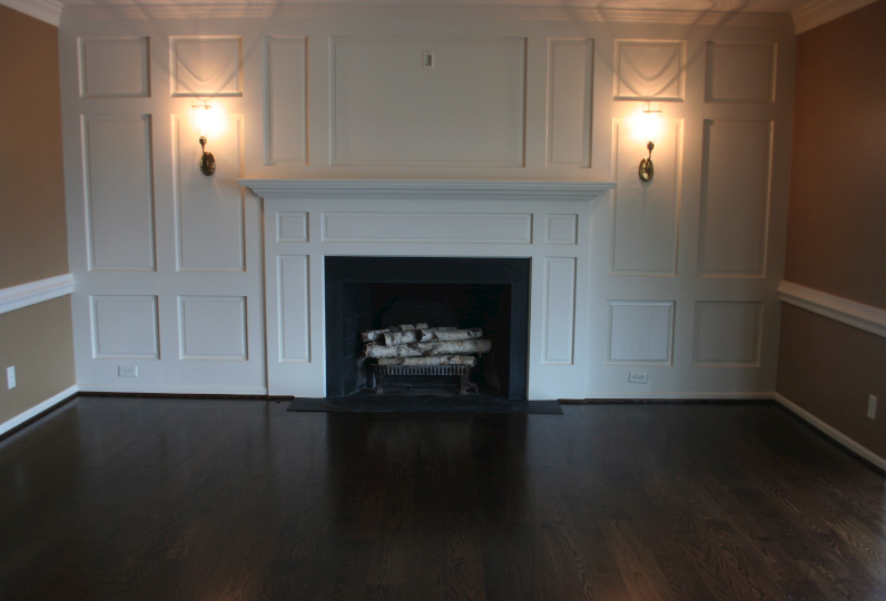 Fireplace with Dark Hardwood FLoors