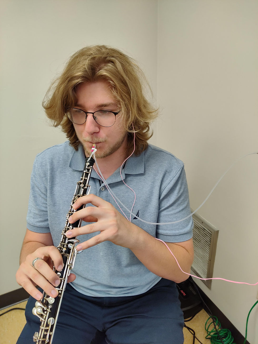 oboe major Josiah doing air pressure testing