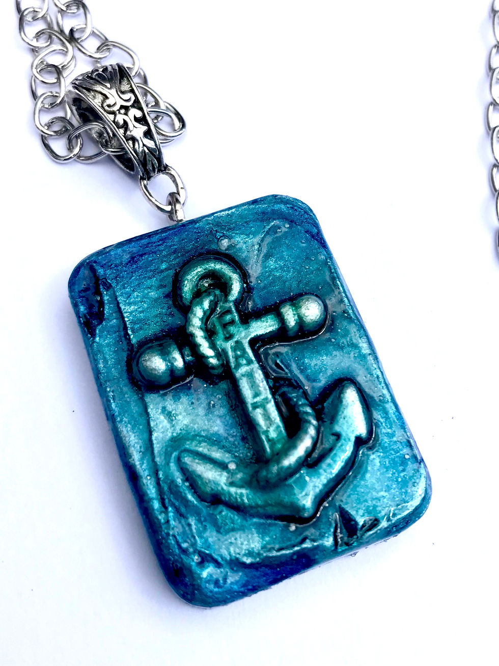 Thumbnail: Nautical Sea style Anchor mens wooden necklace