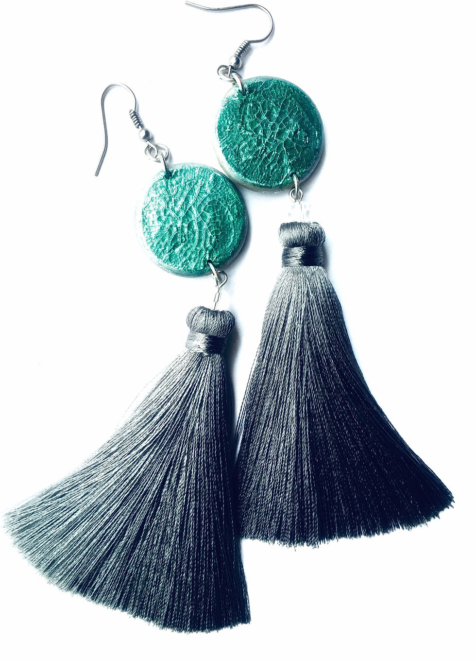 Thumbnail: Emerald green & Silver woodenest with tassels