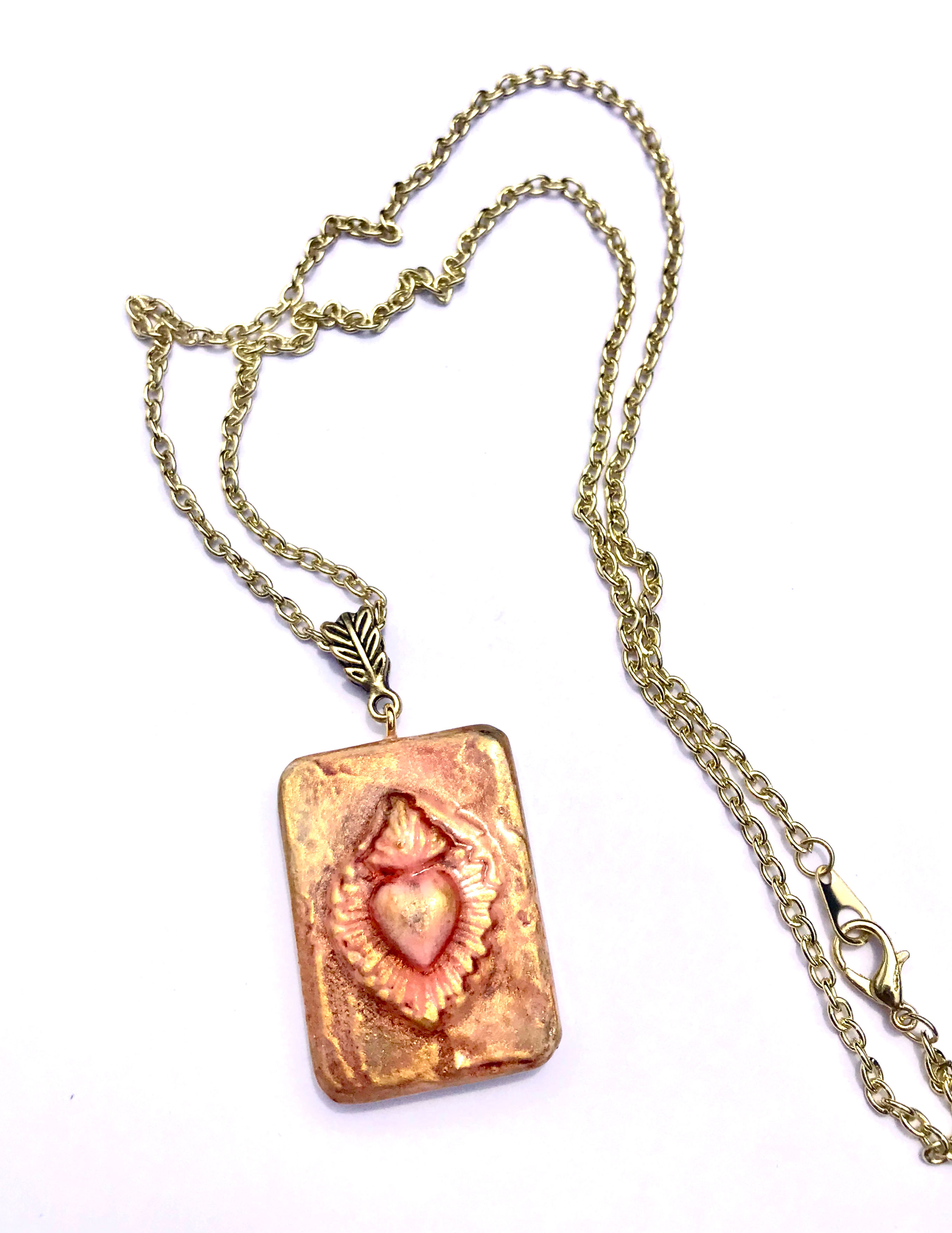 The Heart of Christ wooden mens necklace