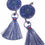 Thumbnail: Patriotic Blue & White Stars wooden small tassel earrings