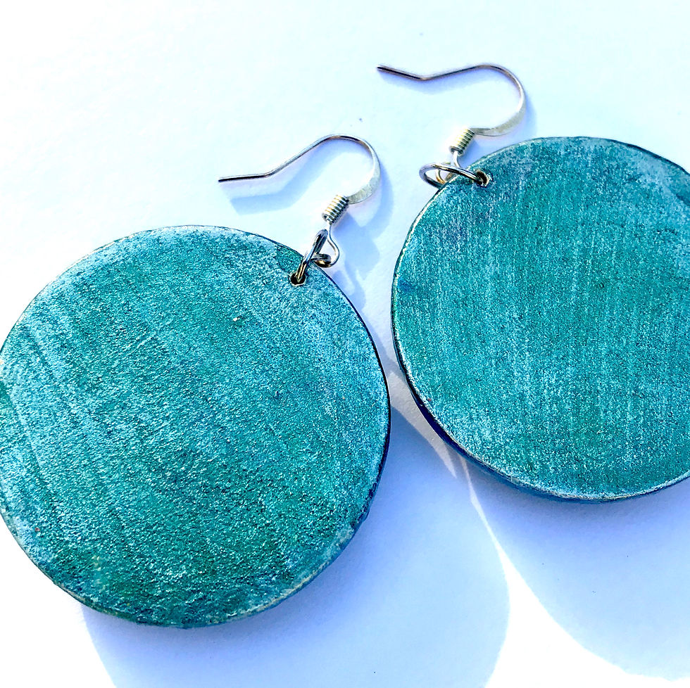 Thumbnail: Glamour emerald green & silver wooden earrings with SWAROVSKI crystals