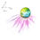 Thumbnail: Zodiac "Pisces" unique Pink Green Blue Yellow brooch with starsign