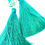 Thumbnail: "Mermaid" Emerald green & yellow wooden tassel earrings