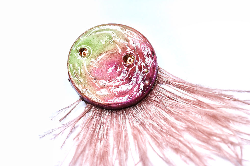Thumbnail: Zodiac "Aries" unique pale pink & light green brooch with star sign