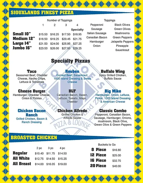 Bob roes north endzone menu page 2