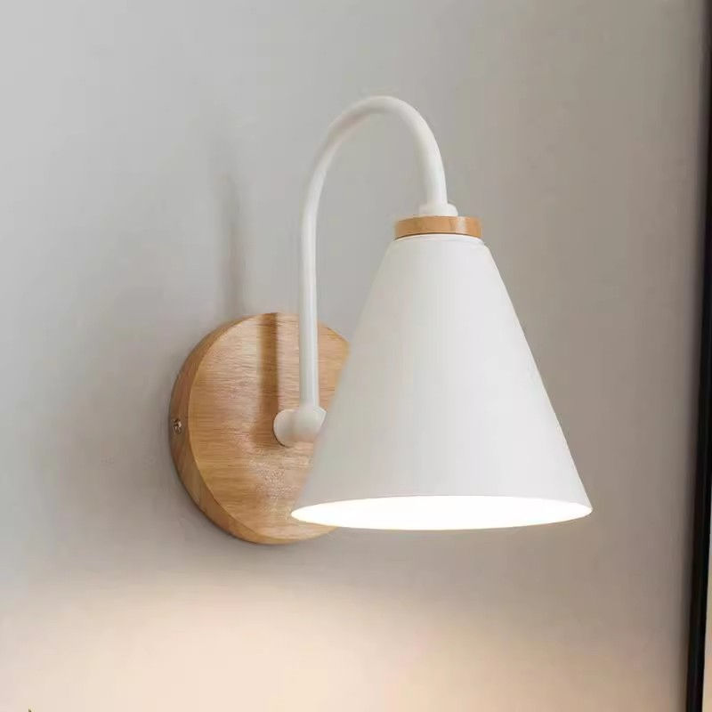 Woodworking Nordic Macaron Black White Curved Wall Lamp