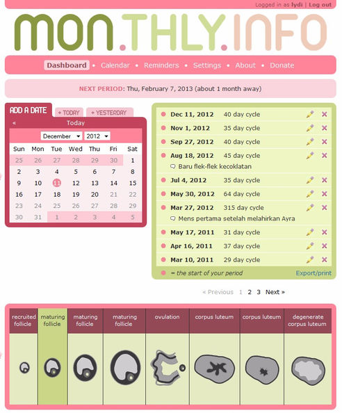 Cute Monthly Period Tracker<3