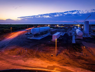 Stoke Space ground support equipment under construction at Launch Complex 14, Cape Canaveral