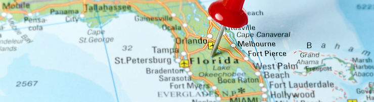 Map of Florida focused on Central Florida.