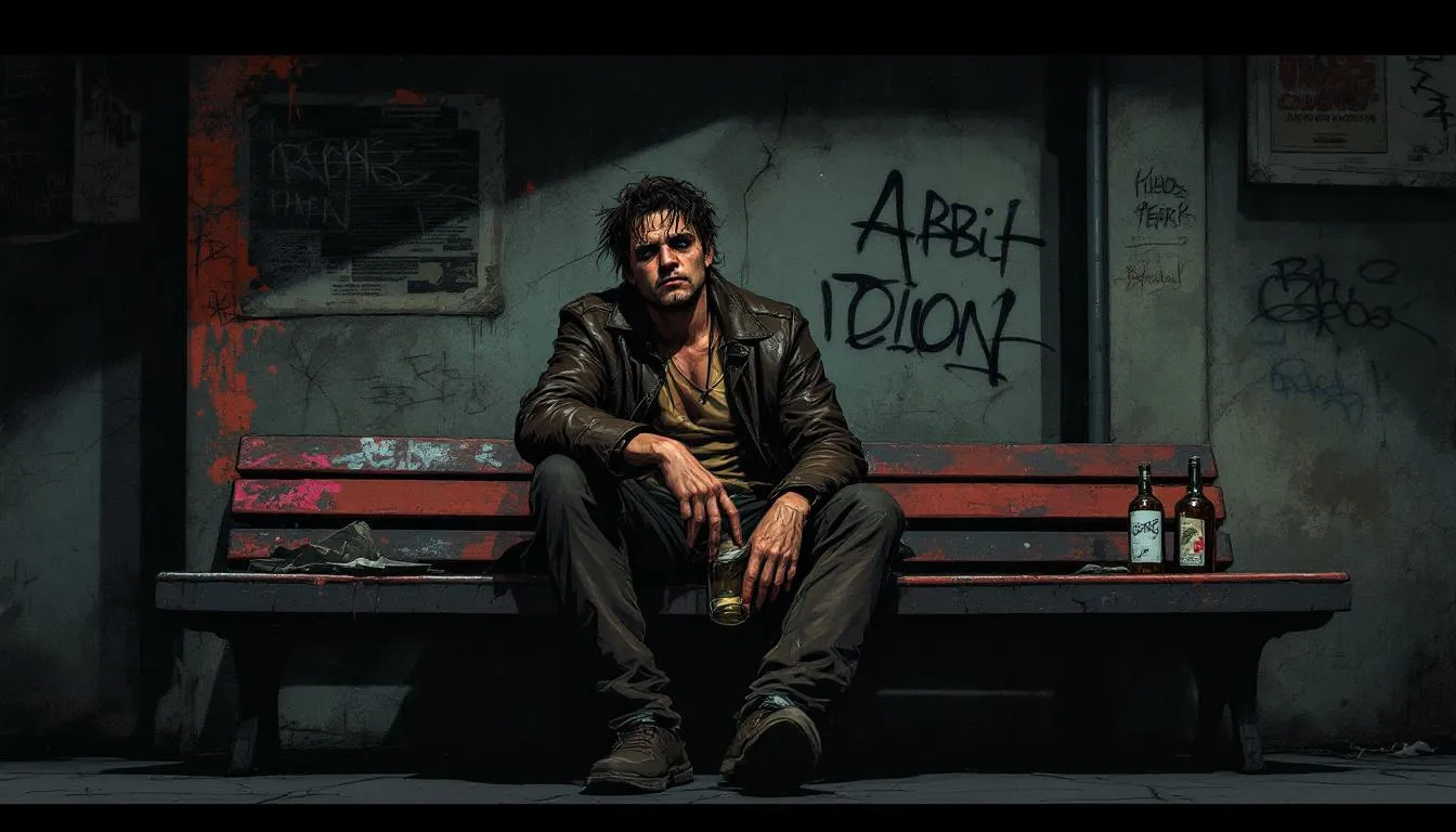 An image illustrating the misconception that drinking more alcohol can stop the shakes, showing a person contemplating their choices.