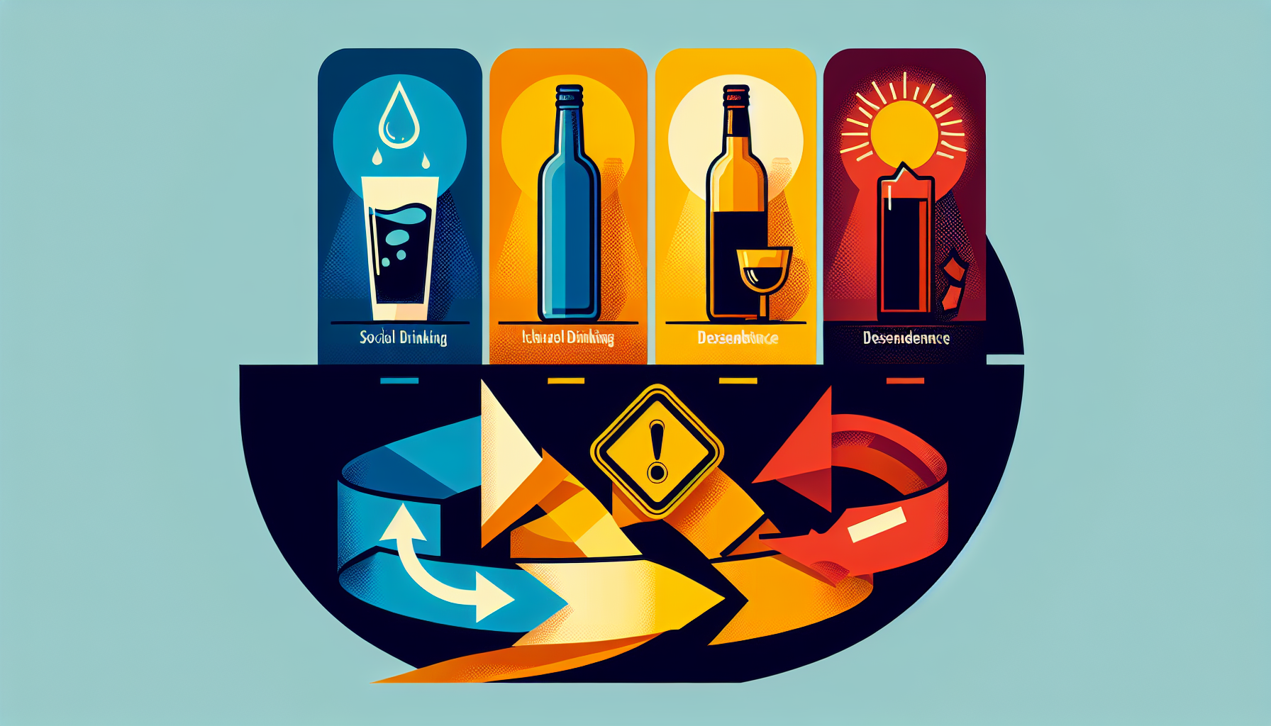 A visual representation of the four stages of alcoholism.