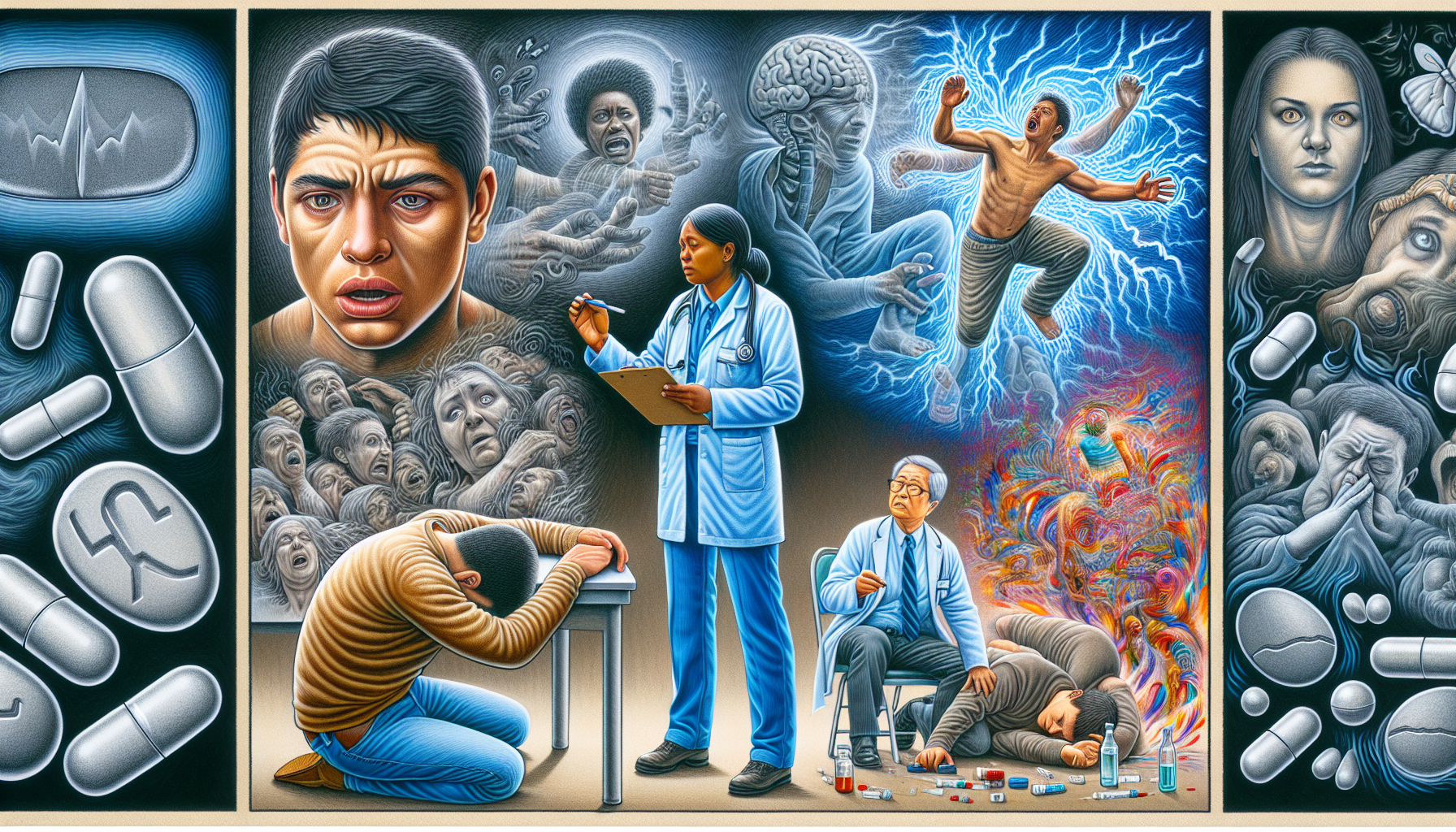 An illustration highlighting the risks and complications of alcohol withdrawal, such as seizures and delirium tremens.