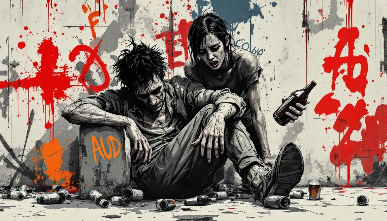 An illustration showcasing the signs of Alcohol Use Disorder (AUD) and its impact on individuals.