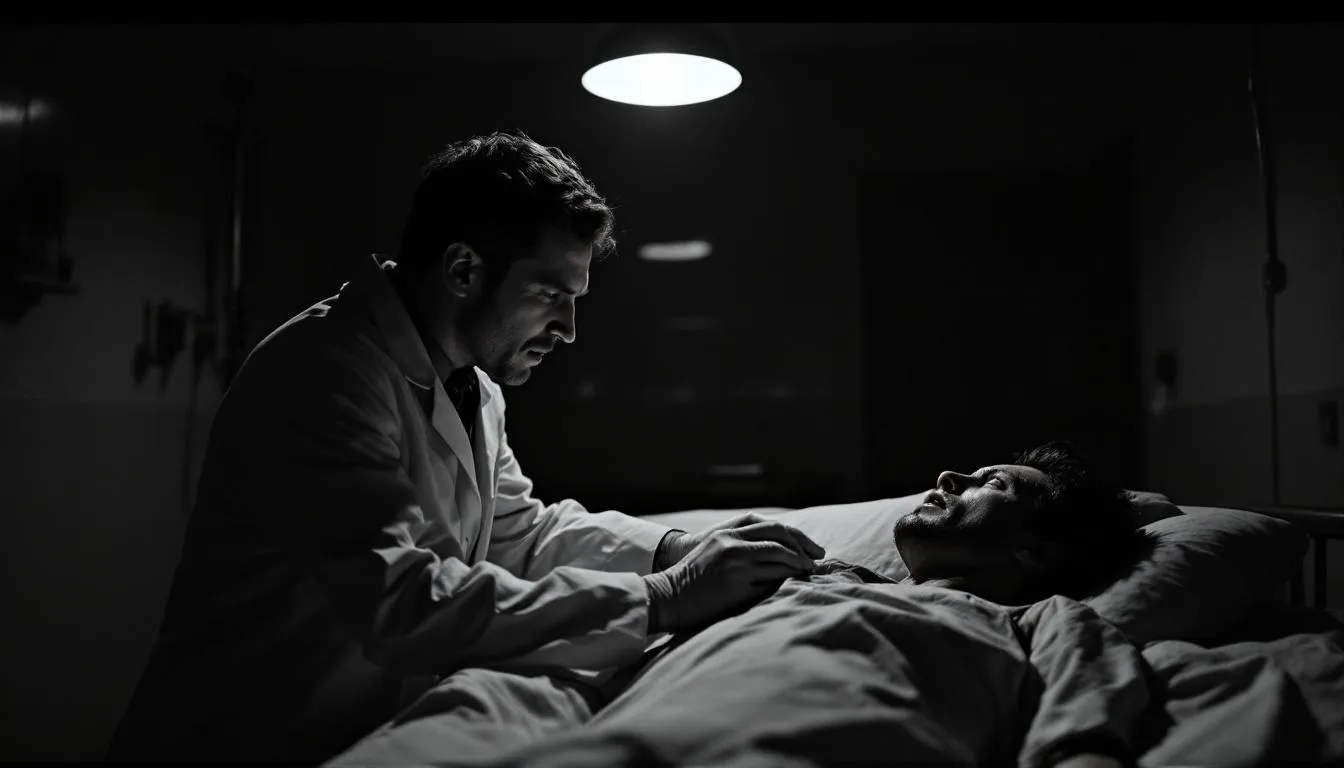 A medical professional attending to a patient with severe alcohol withdrawal symptoms.
