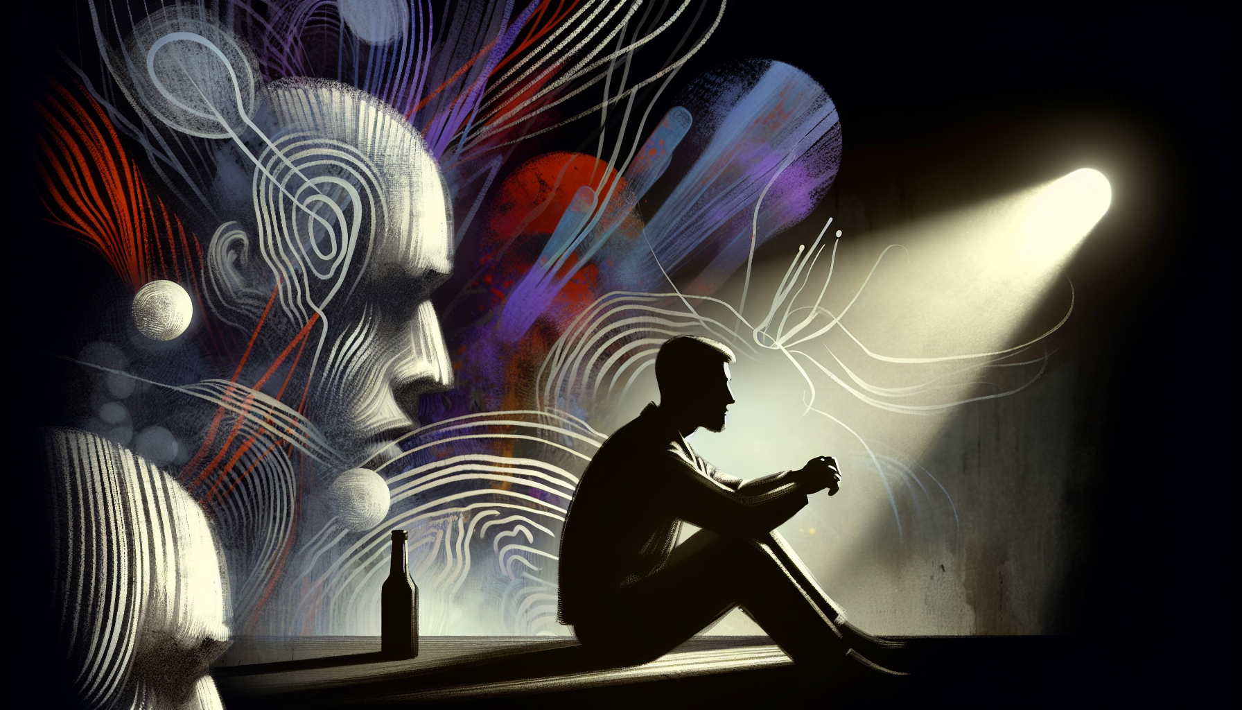 An illustration depicting the concept of Dry Drunk Syndrome.