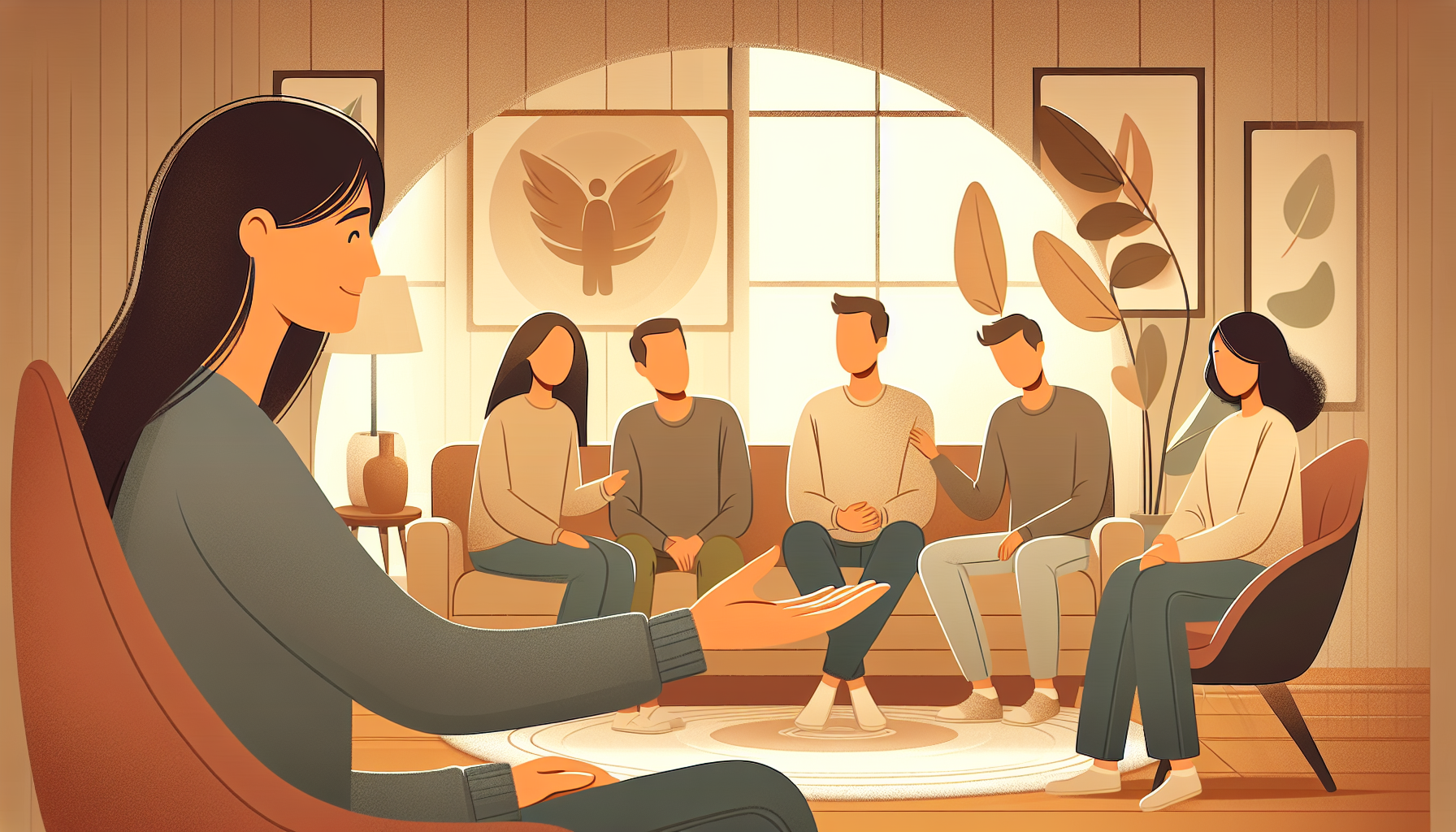 An illustration of a person seeking help for alcohol addiction.