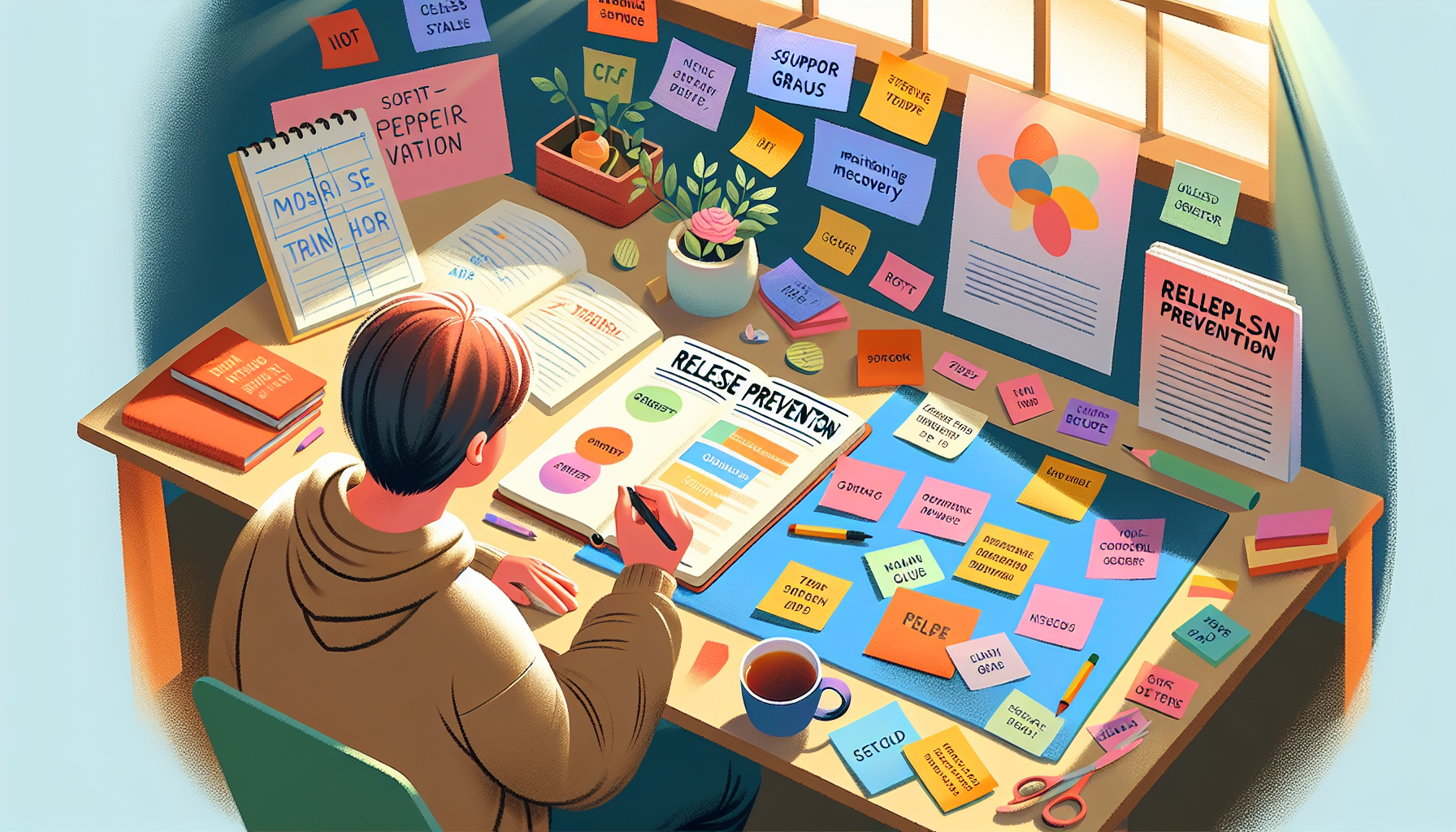 An illustration of a person developing a relapse prevention plan.