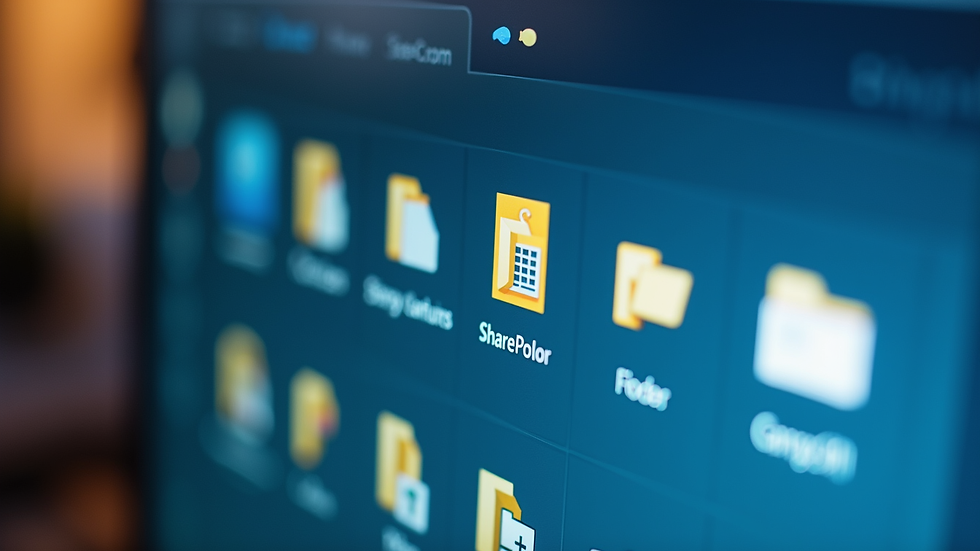 Eye-level view of a SharePoint folder structure on a computer screen