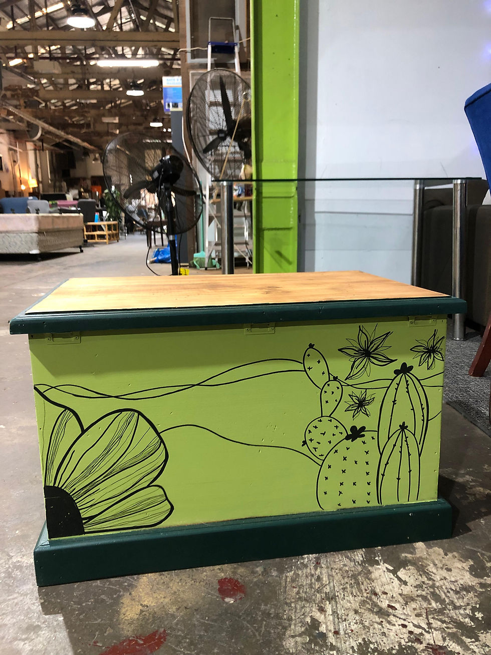 Thumbnail: Upcycled Wooden Storage Chest with Artistic Floral Design