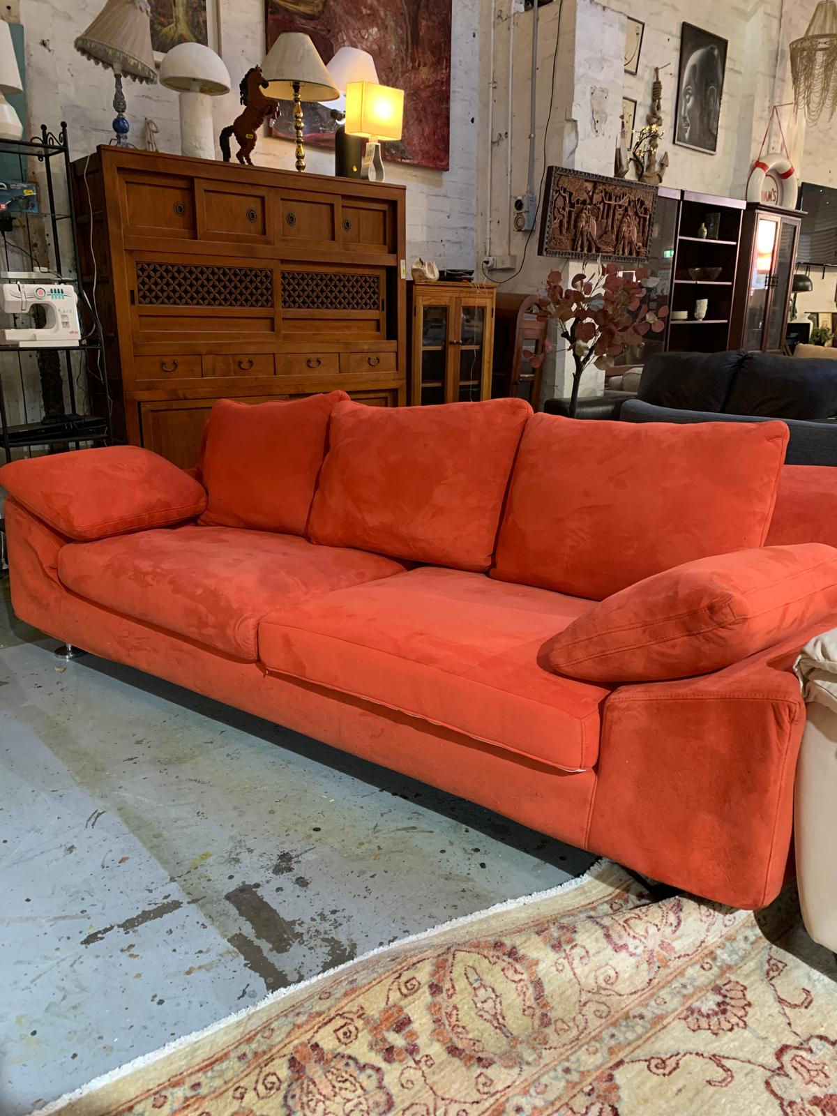 Red 3-Seater Sofa with Cushions