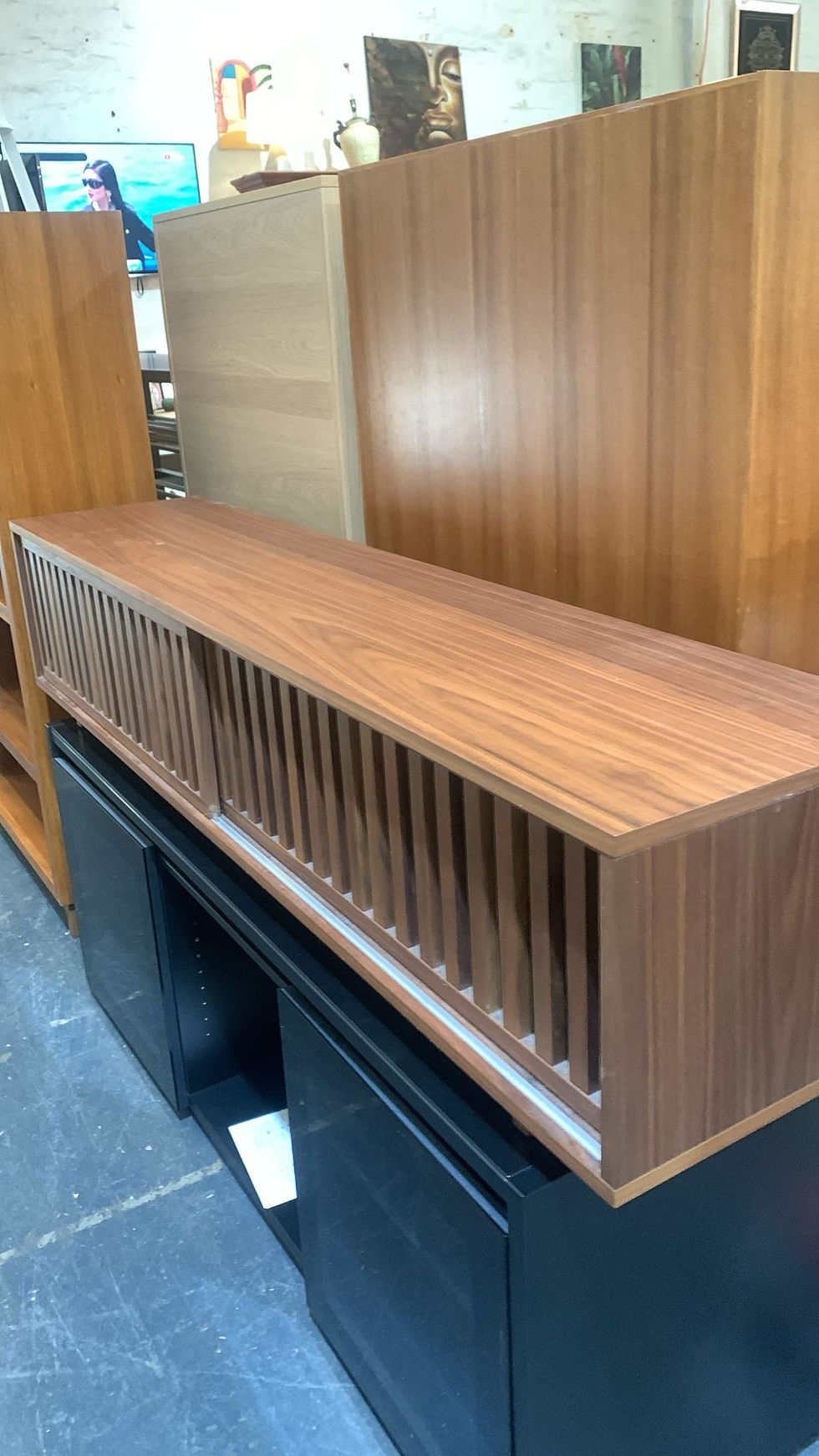 Modern Wood Slat TV Stand