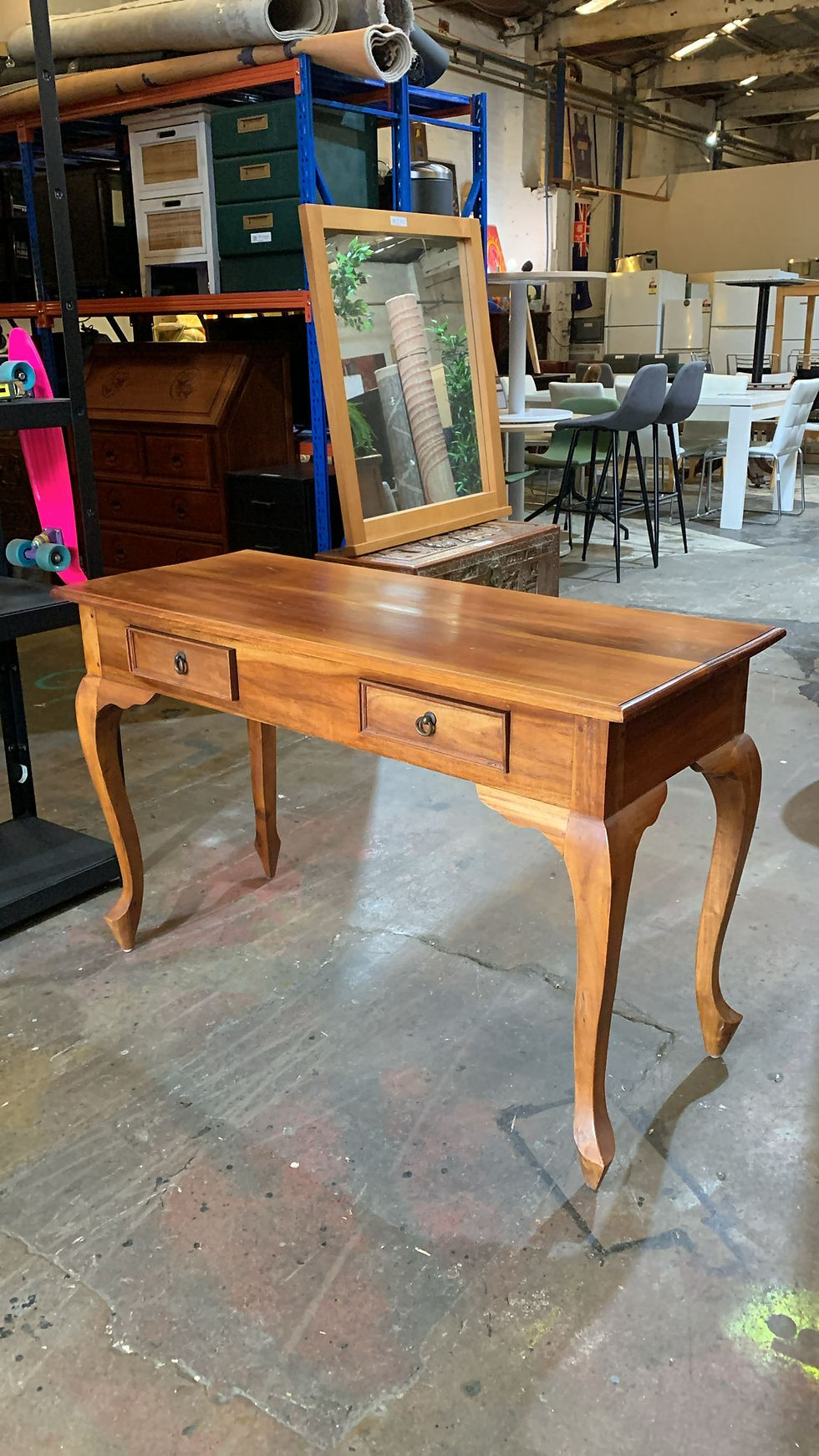Solid Wood Console Table with Two Drawers