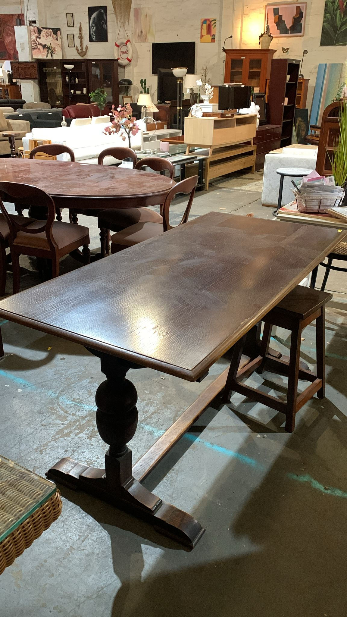 Large dark wood dining table