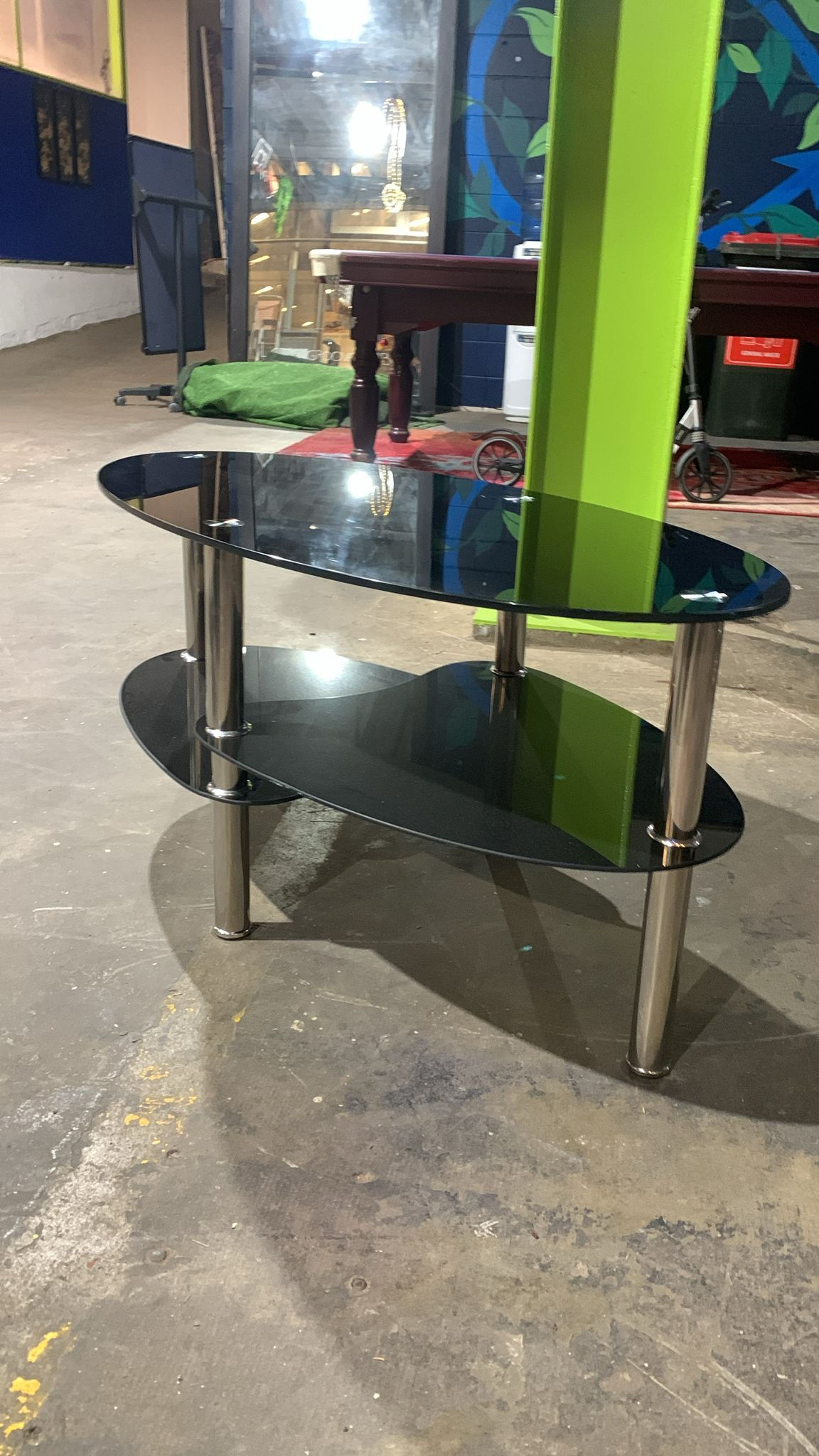 Black Glass Coffee Table with Chrome Legs