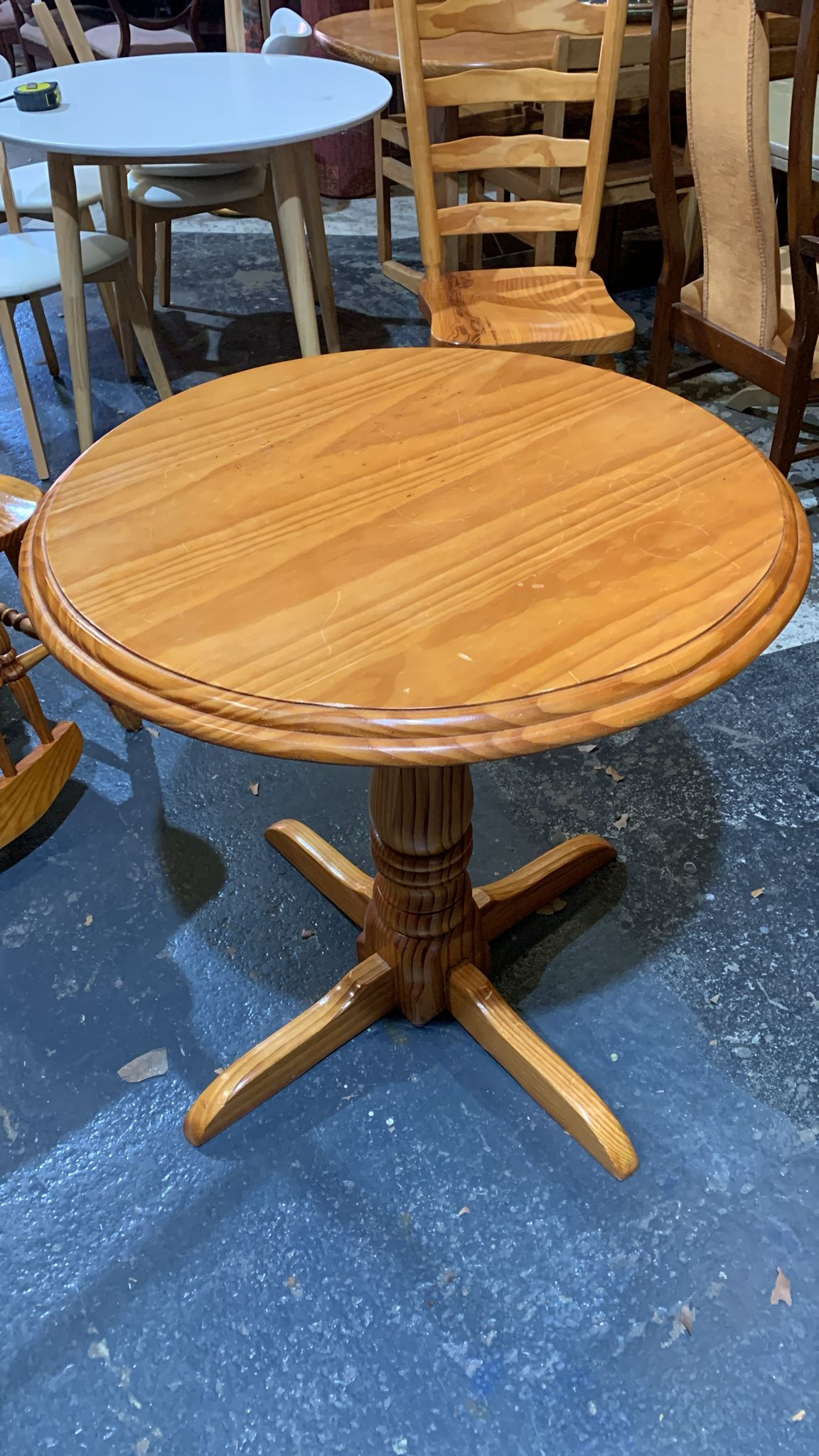 Round Pine Table with 2 Matching Chairs