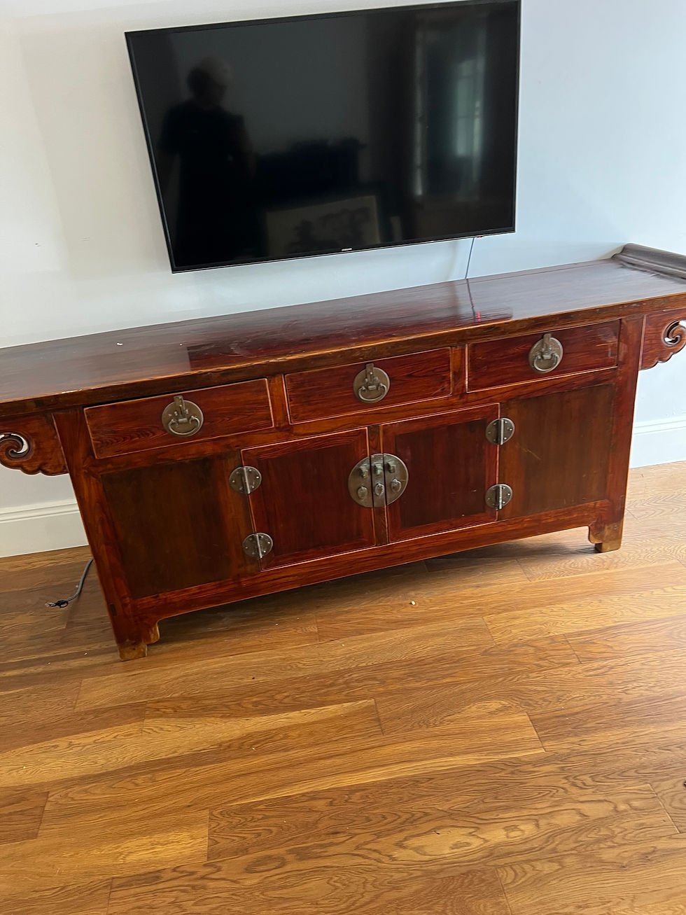 Antique Chinese Sideboard Cabinet – Solid Wood & Brass Hardware