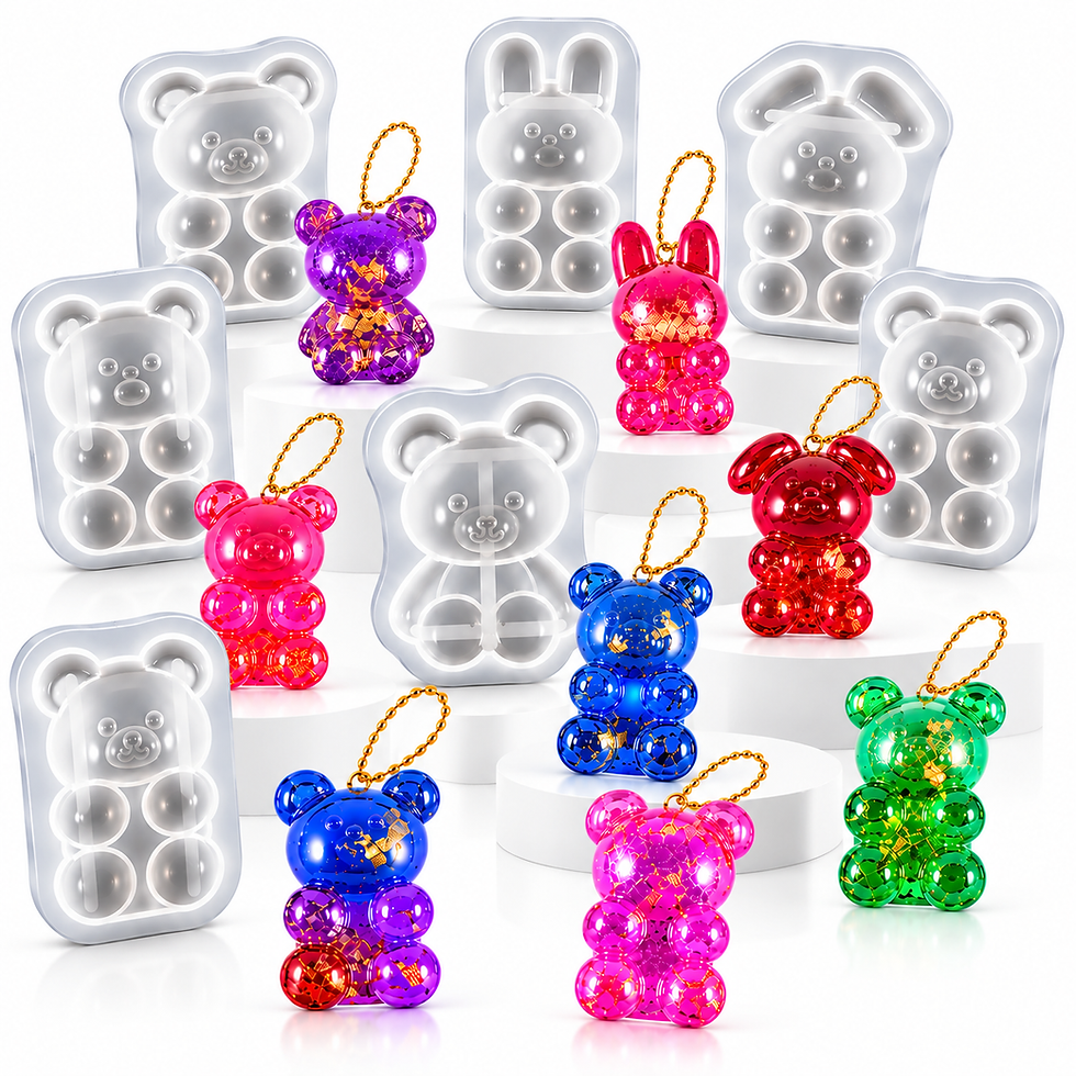 9-delige siliconen gummy bear mallen voor epoxyhars en UV-hars