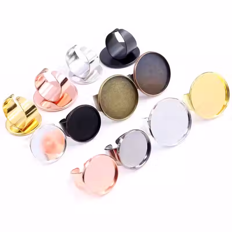 20mm verstelbare koperen ringbasis voor DIY-sieraden, leeg voor cabochons of resin