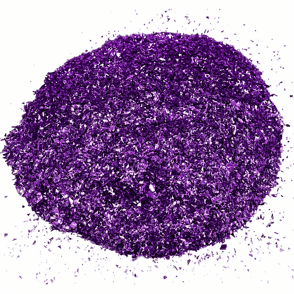 Close-up van ultralichte glitter in epoxyhars met sprankelend effect.