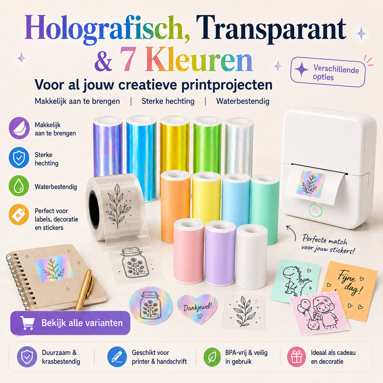 Zelfklevend thermisch papier 57 mm voor mini printer
