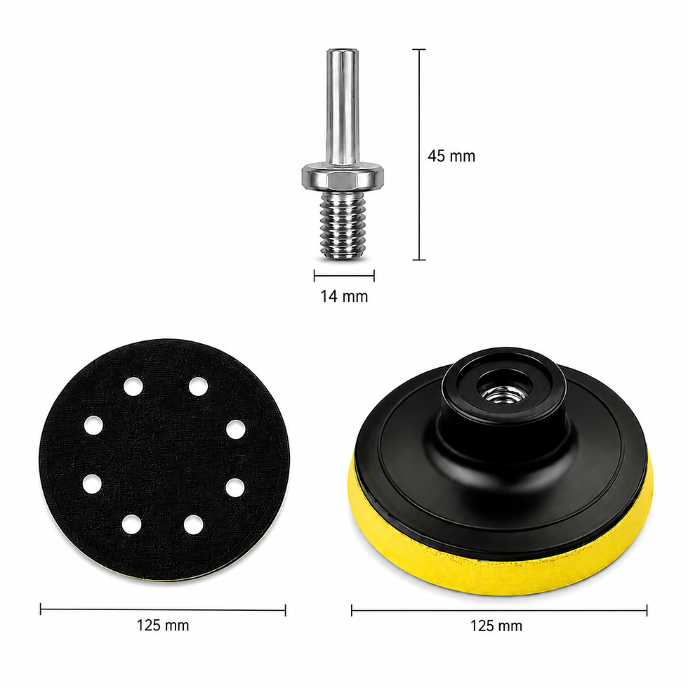 125 mm steunschijf met M14 adapter voor polijstpads en klittenbandbevestiging