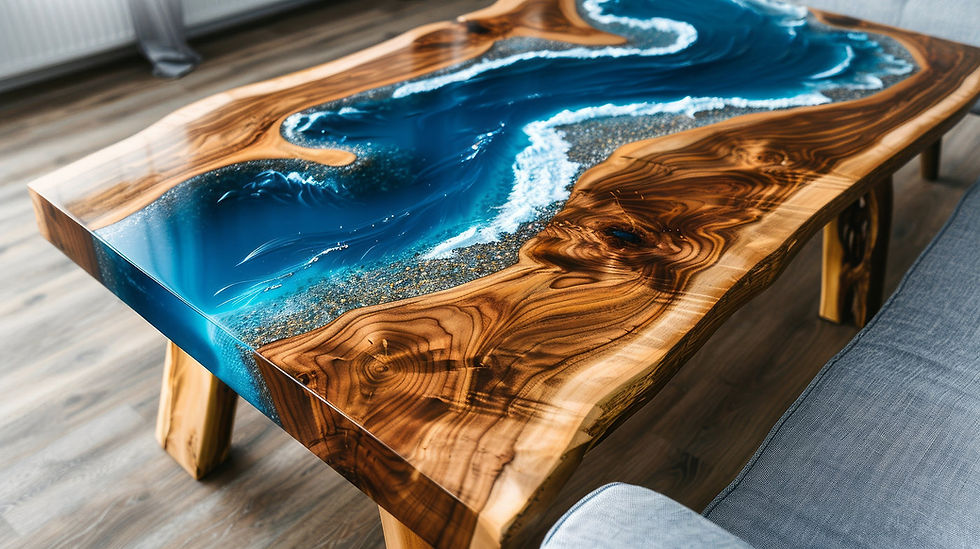 Thumbnail: Voorbeeld van ocean wave resin art met realistisch zee- en golf-effect gemaakt met epoxyhars