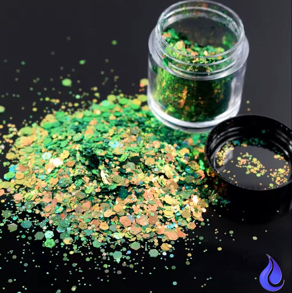 Hexagon Chameleon Glitter voor nailart, knutselprojecten, epoxyhars, UV-hars, giethars, slime en make-up.