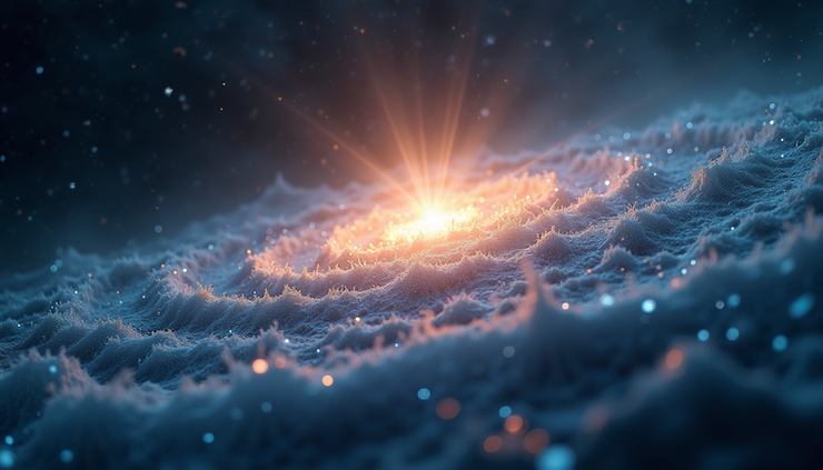 Eye-level view of cosmic waves radiating from a central point in space