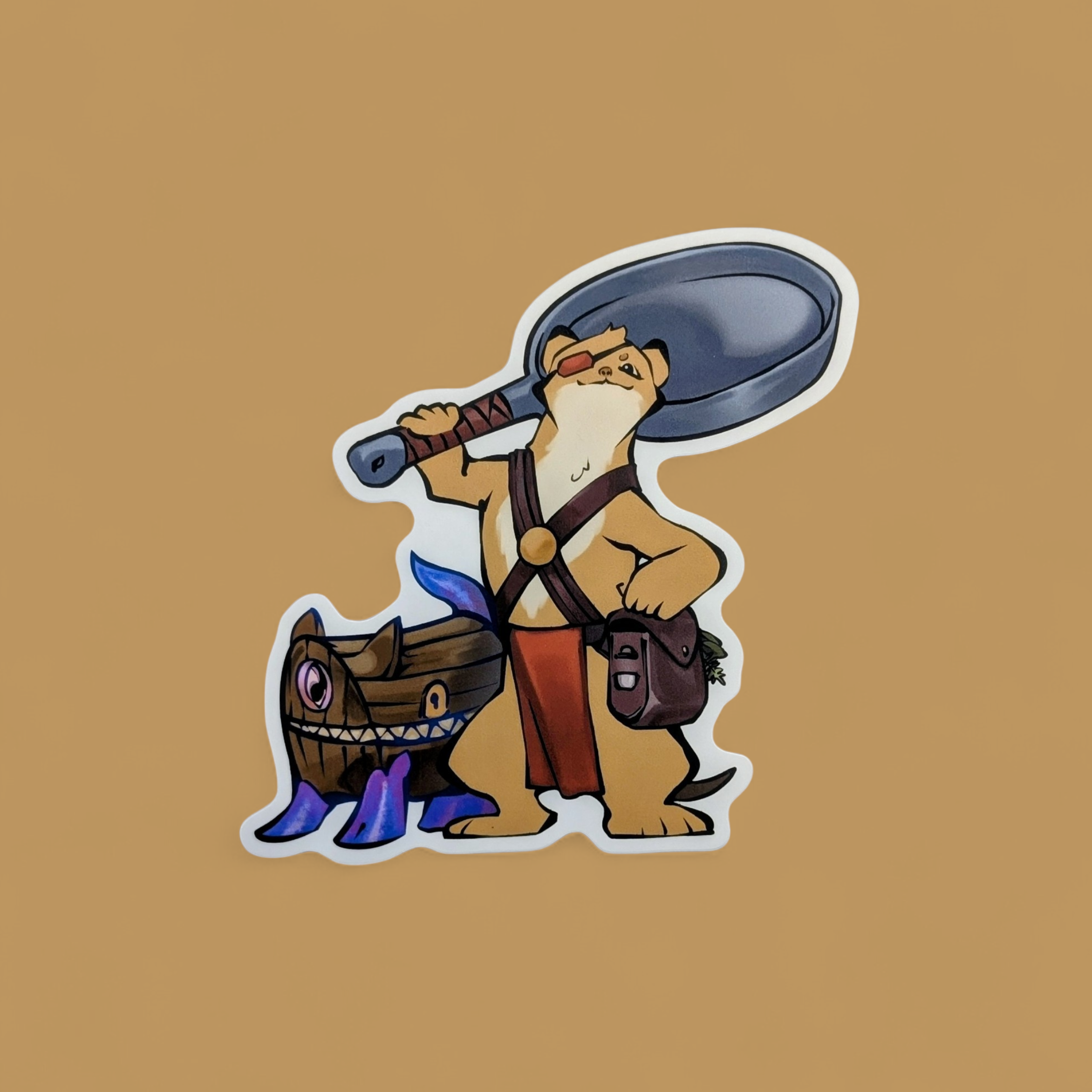 Barbarian Stoat and Mimicat D&D Fantasy Vinyl Sticker