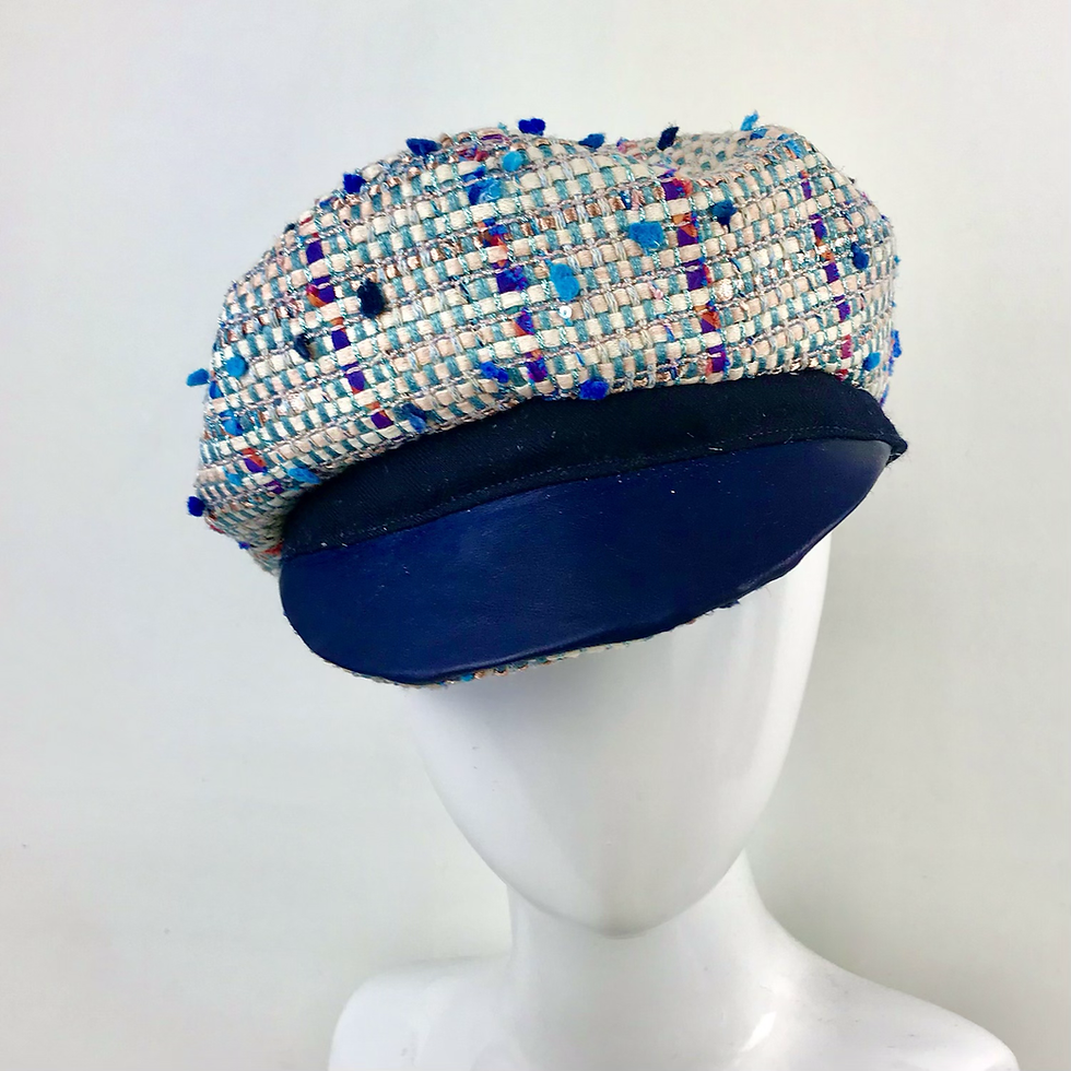 Thumbnail: Blue Linton tweed Fiddler cap