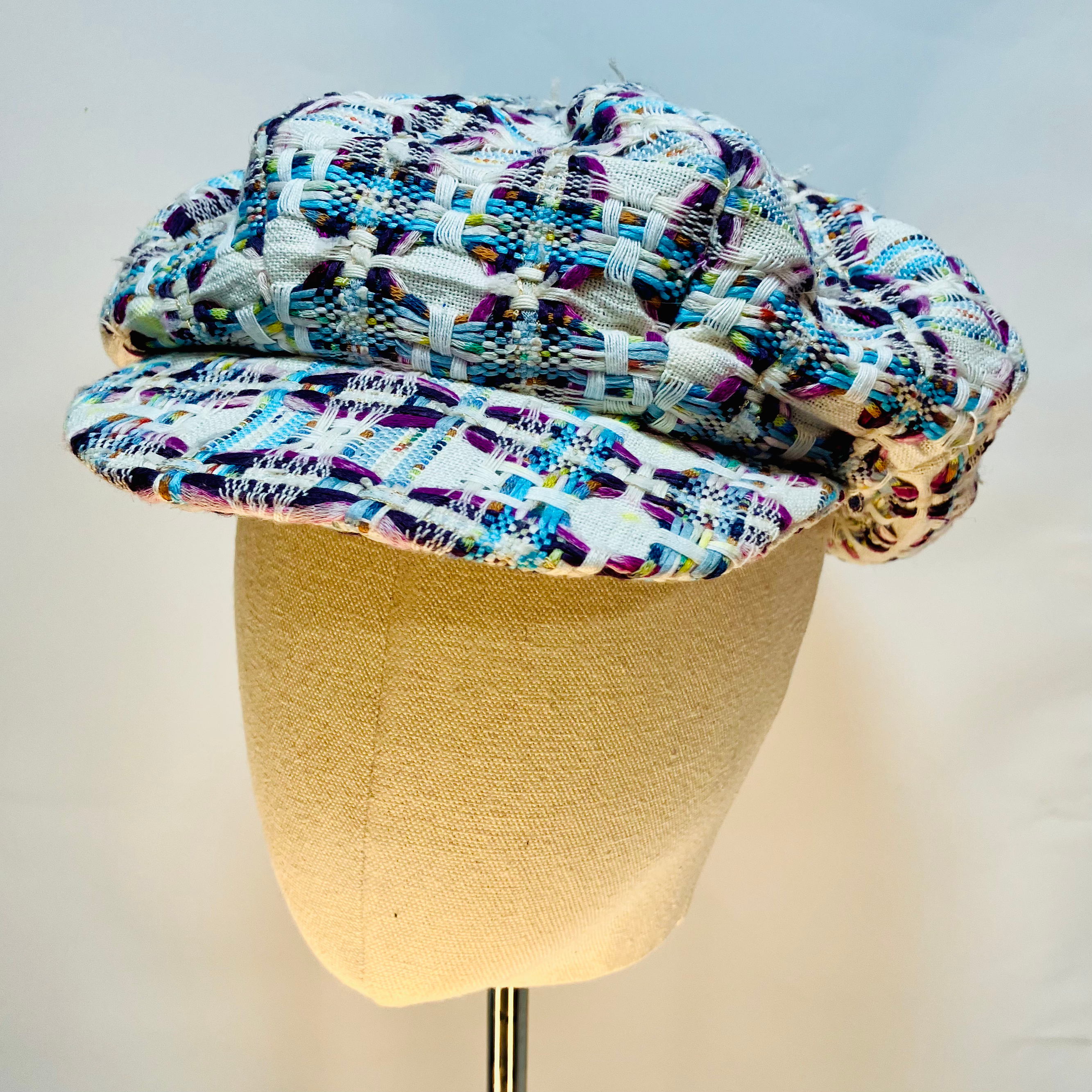 Purple and cream Linton baker boy hat