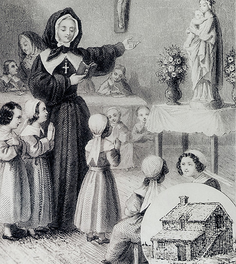 Marguerite Bourgeoys dans sa première école-étable