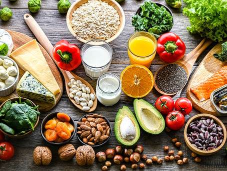 “Healthy whole foods for an optimal semaglutide (GLP-1) and tirzepatide (GIP) diet, including vegetables, lean protein, healthy fats, whole grains, nuts, seeds, and high-fiber foods.”
