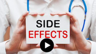 Video thumbnail featuring a medical professional holding a 'Side Effects' sign, explaining how physician-guided care at Potere Health MD helps manage Semaglutide and Tirzepatide symptoms in St. George, UT.
